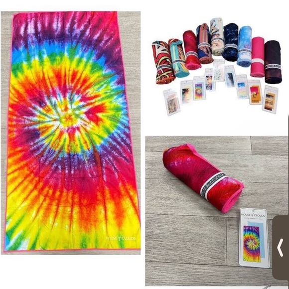 NWT House of Clouds Microfiber Tie-Dye Quick Dry Sand Free Compact Towel - Picture 4 of 5